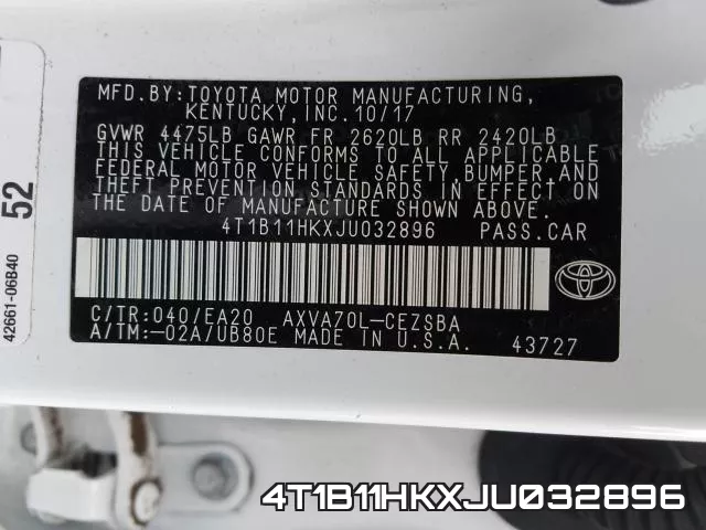 4T1B11HKXJU032896 фото 2