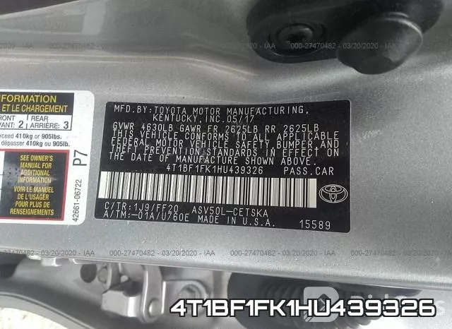 4T1BF1FK1HU439326 фото 10