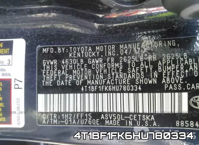 4T1BF1FK6HU780334 фото 10