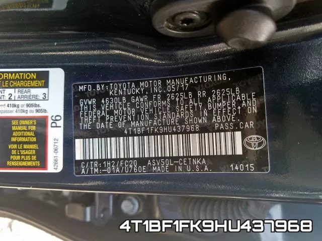 4T1BF1FK9HU437968 фото 2
