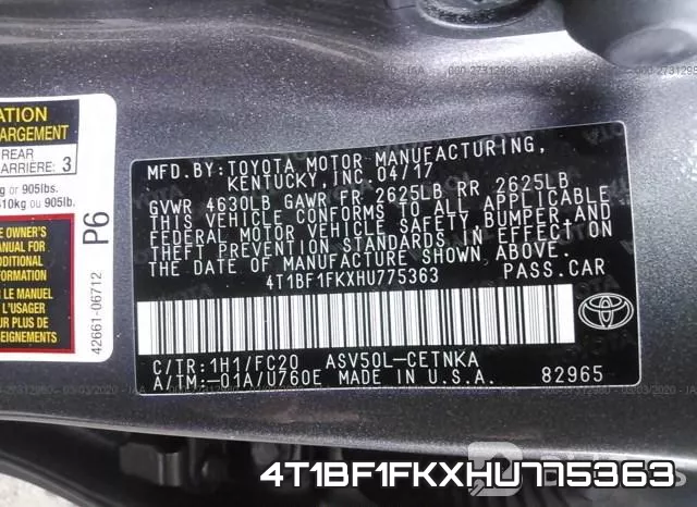 4T1BF1FKXHU775363 фото 10