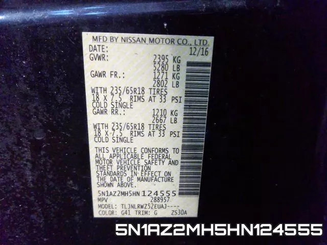 5N1AZ2MH5HN124555 фото 2