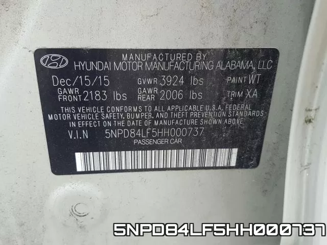 5NPD84LF5HH000737 фото 2