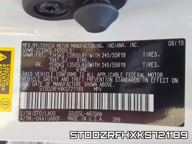 5TDDZRFHXKS721189 фото 2