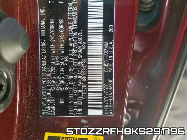 5TDZZRFH8KS291796 фото 2