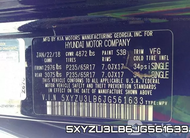 5XYZU3LB6JG561633 фото 10