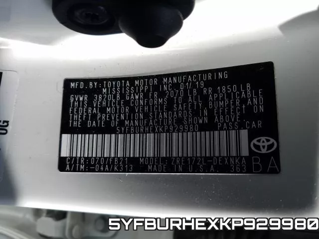 5YFBURHEXKP929980 фото 2