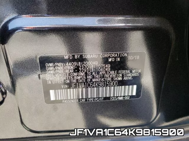 JF1VA1C64K9815900 фото 2
