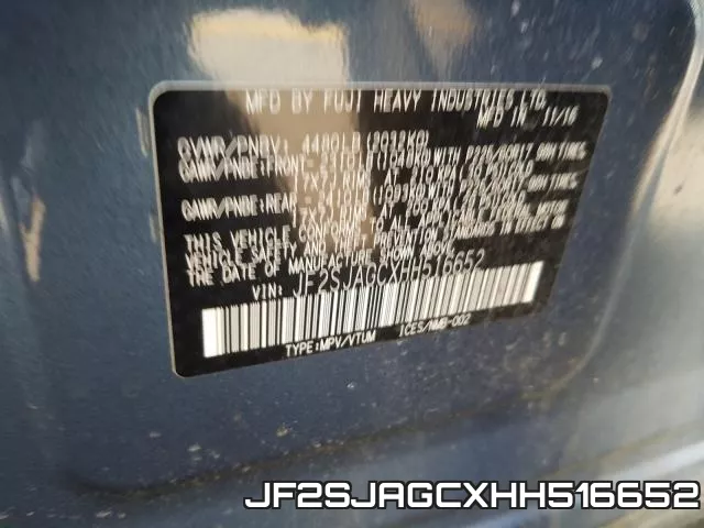 JF2SJAGCXHH516652 фото 2