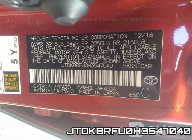 JTDKBRFU0H3547040 фото 10