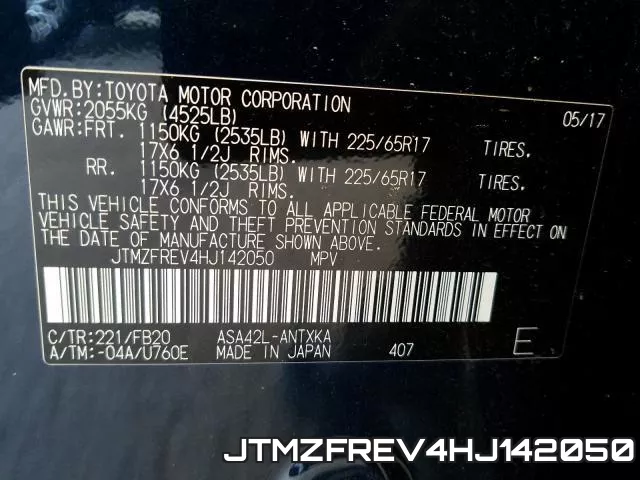 JTMZFREV4HJ142050 фото 2