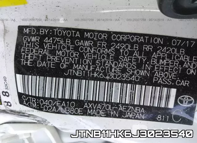 JTNB11HK6J3023540 фото 10