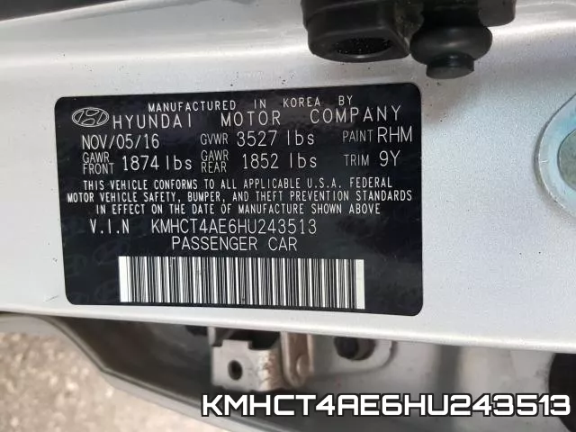 KMHCT4AE6HU243513 фото 2