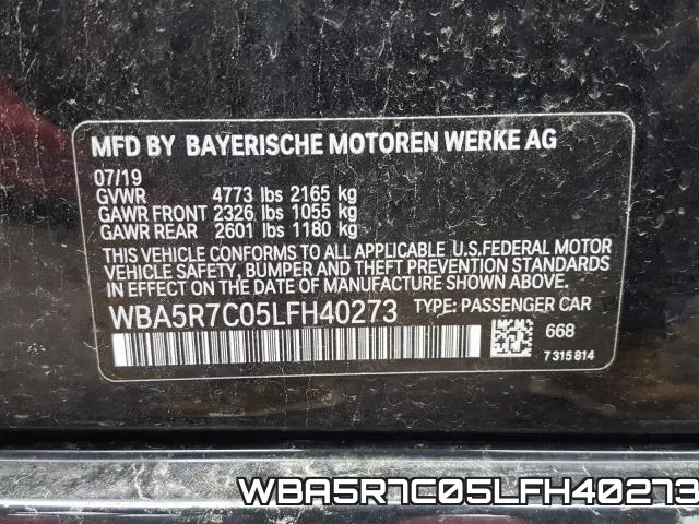 WBA5R7C05LFH40273 фото 2