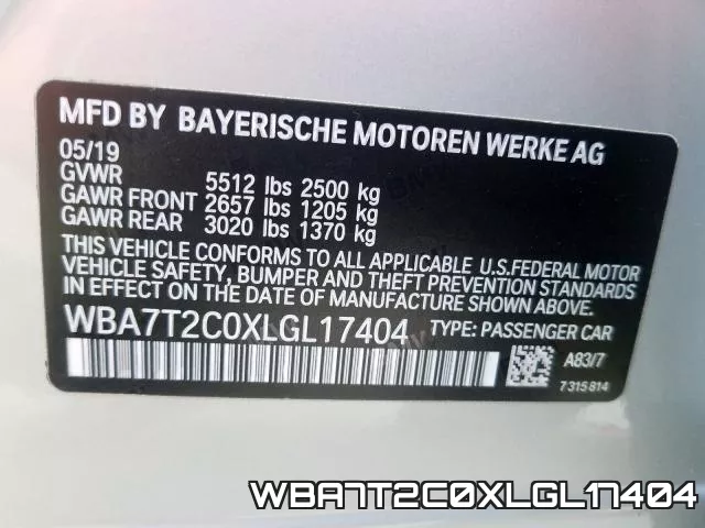 WBA7T2C0XLGL17404 фото 2