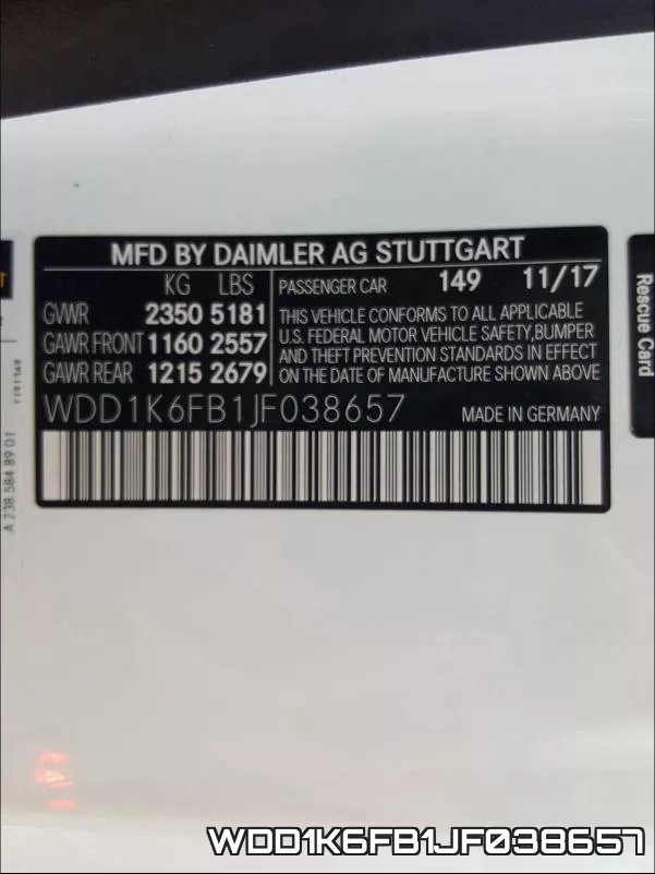 WDD1K6FB1JF038657 фото 2