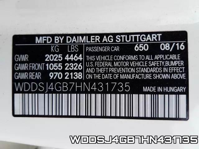 WDDSJ4GB7HN431735 фото 2