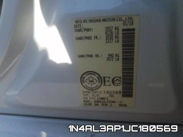 1N4AL3AP1JC180569 фото 2