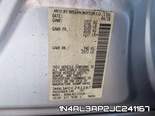 1N4AL3AP2JC241167 фото 2