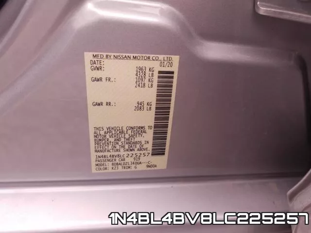 1N4BL4BV8LC225257 фото 2