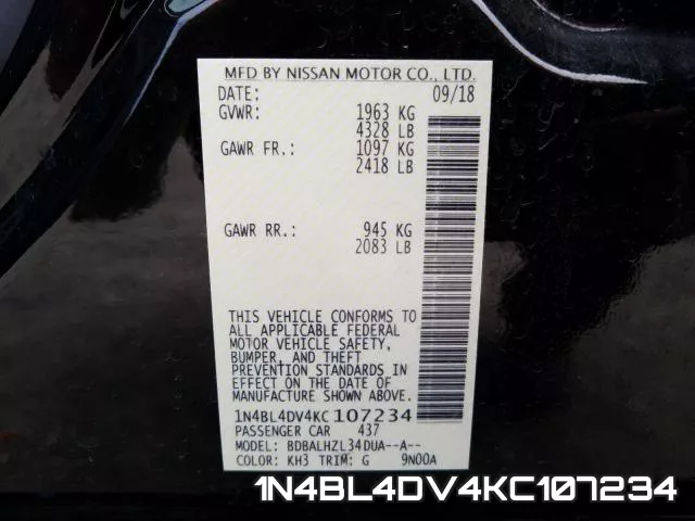 1N4BL4DV4KC107234 фото 2