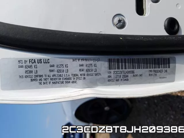 2C3CDZBT8JH209386 фото 2