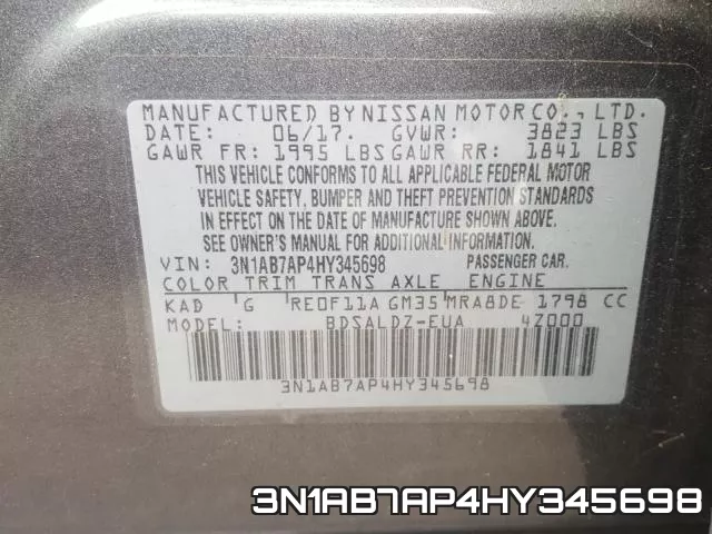 3N1AB7AP4HY345698 фото 2