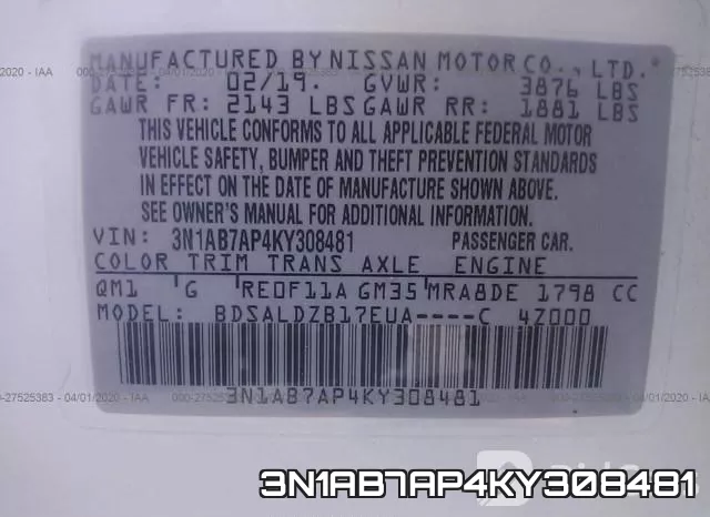 3N1AB7AP4KY308481 фото 10
