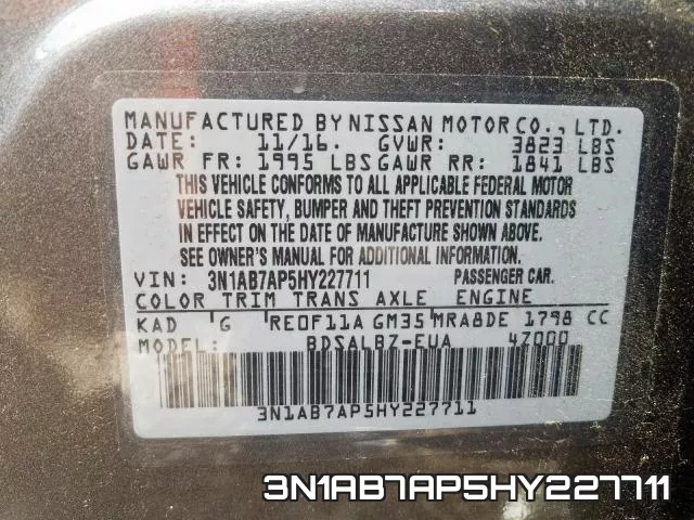 3N1AB7AP5HY227711 фото 2