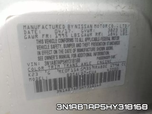 3N1AB7AP5HY318168 фото 2