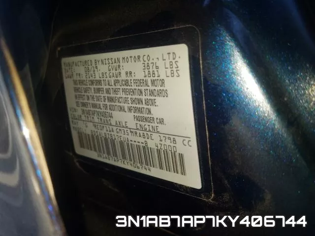 3N1AB7AP7KY406744 фото 2