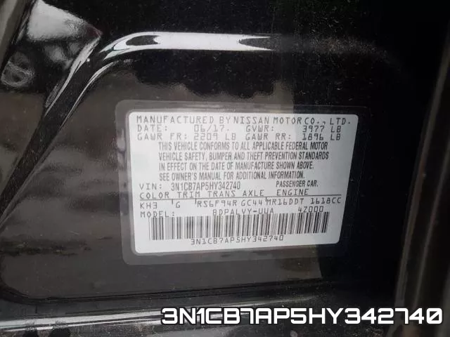 3N1CB7AP5HY342740 фото 2