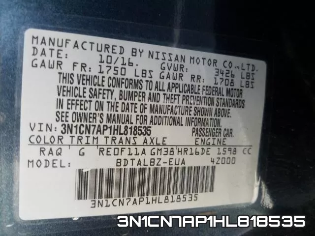 3N1CN7AP1HL818535 фото 2
