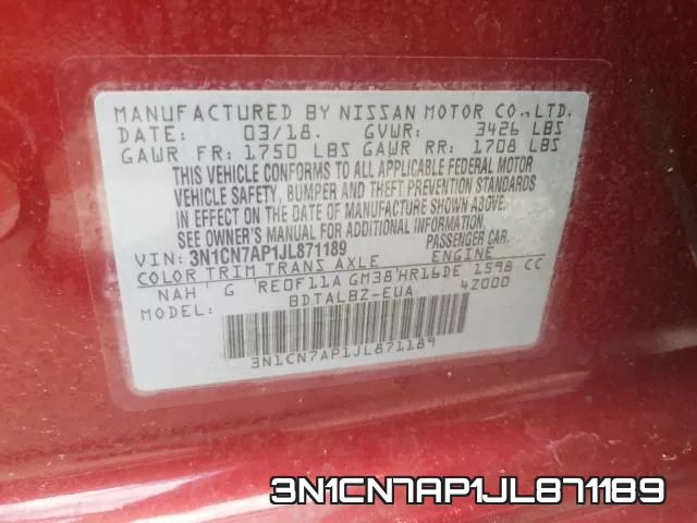 3N1CN7AP1JL871189 фото 2
