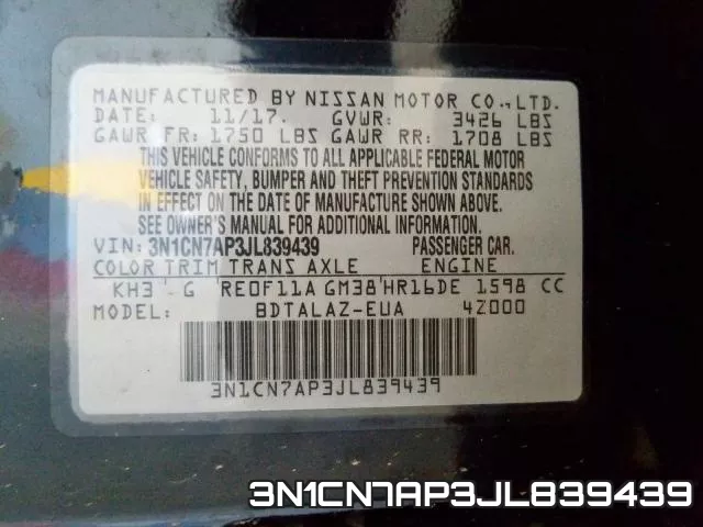 3N1CN7AP3JL839439 фото 2