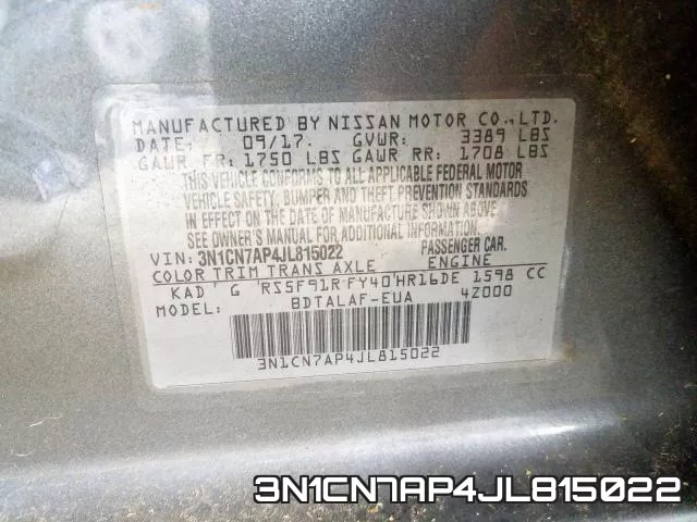 3N1CN7AP4JL815022 фото 2
