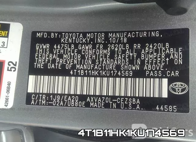 4T1B11HK1KU174569 фото 10