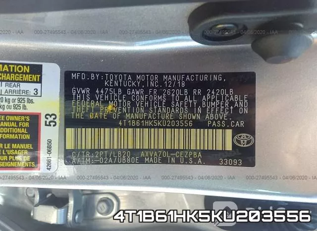 4T1B61HK5KU203556 фото 10