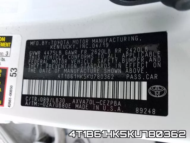 4T1B61HK5KU780362 фото 2
