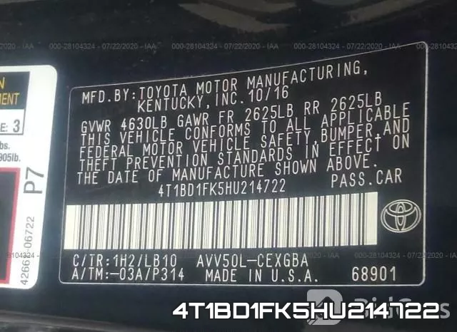 4T1BD1FK5HU214722 фото 10