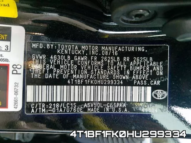 4T1BF1FK0HU299334 фото 2