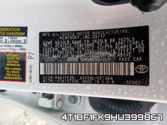 4T1BF1FK9HU399867 фото 2