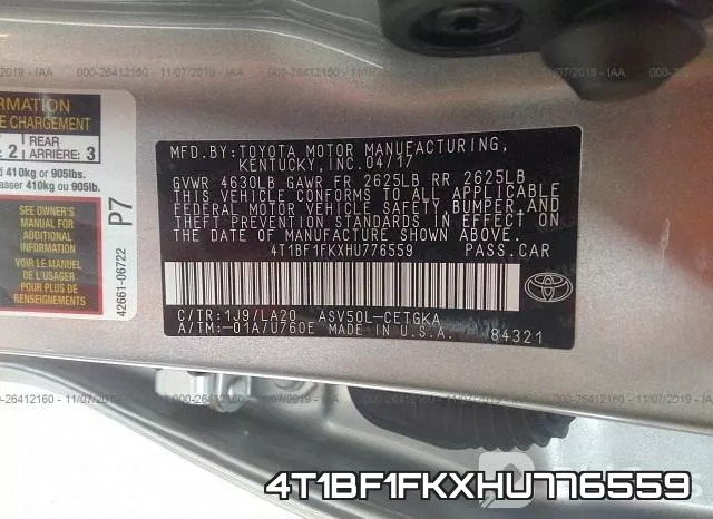 4T1BF1FKXHU776559 фото 10