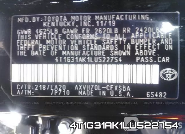 4T1G31AK1LU522754 фото 10
