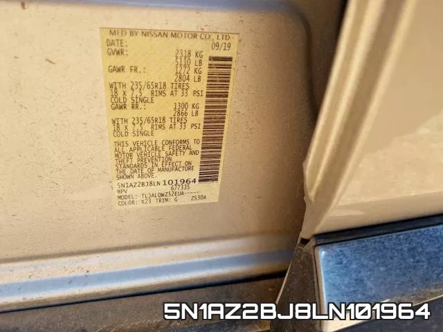 5N1AZ2BJ8LN101964 фото 2