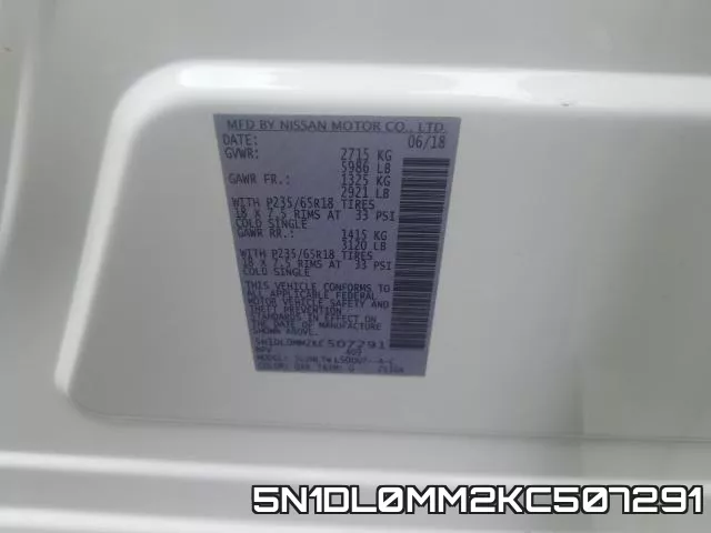 5N1DL0MM2KC507291 фото 2