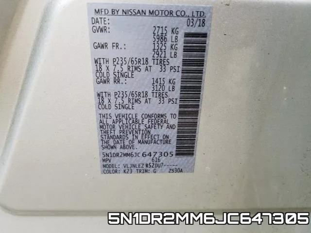 5N1DR2MM6JC647305 фото 2