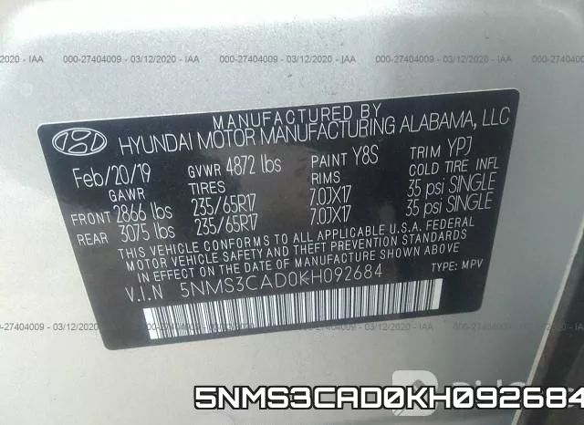5NMS3CAD0KH092684 фото 10
