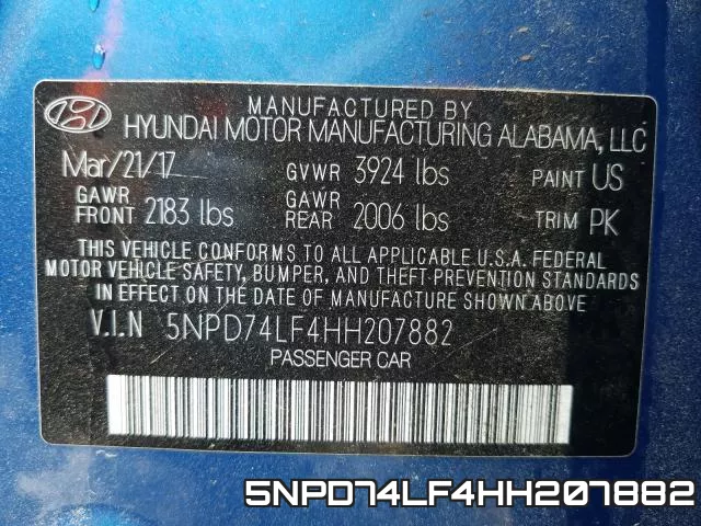 5NPD74LF4HH207882 фото 2