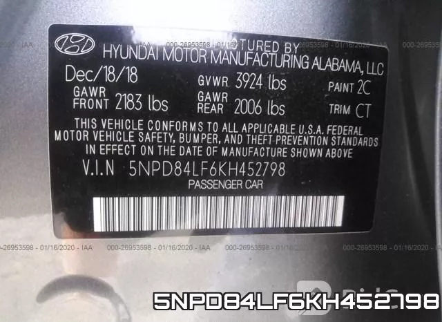 5NPD84LF6KH452798 фото 10